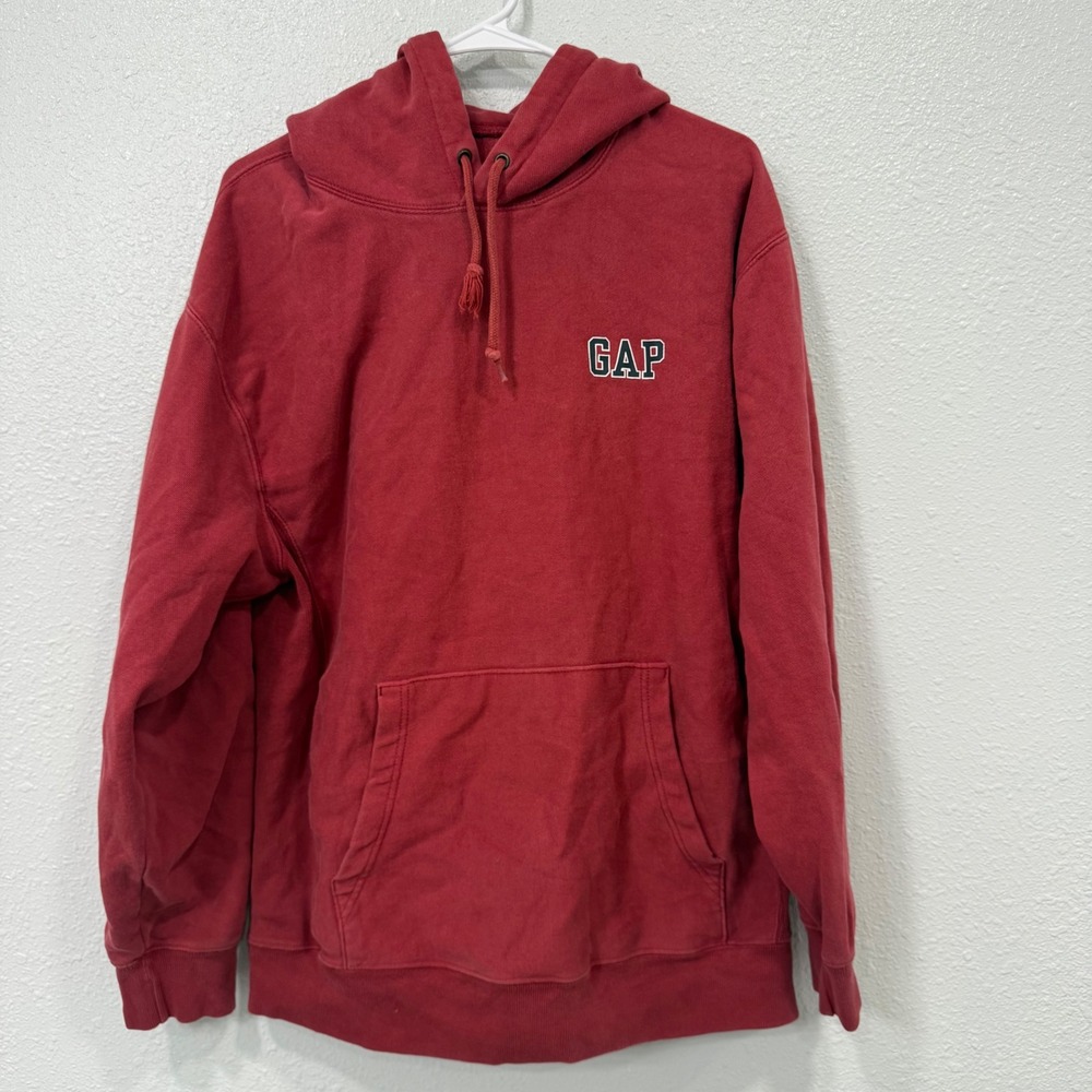 Gap Factory Store Mens Red Embroidered Logo Pullover Hoodie Sweatshirt Medium